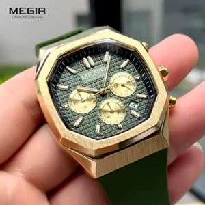 MEGIR Sport Quartz Watch Men Silicone Strap Watch For Men Chronograph Watches - Picture 1 of 7