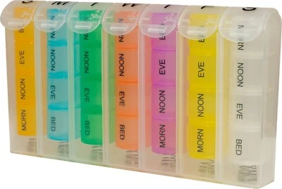 Pop Up 7 Day Colourful Portable Organizer Everyday Pill Organiser Storage Box