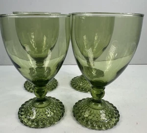 Set/4 Anchor Hocking Glass BUBBLE Avocado Green Footed Water Goblet  HTF COLOR - Picture 1 of 9