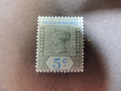 Honduras Británica 1891-1901 5c gris-negro y ultramar/azul SG55 montado como nuevo Foto 1 de 2