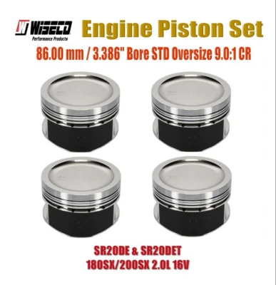 Kit de pistão Wiseco 86,0 mm furo std sobre tamanhos compatível com Nissan 180SX 200SX 2.0L 16V - Imagem 1 de 4