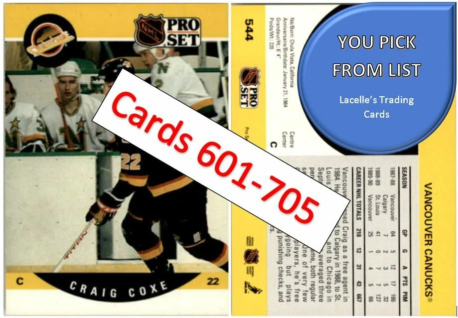 1990-91 Pro Set 90 NHL Hockey Cards (601-705) - U-Pick From List - Image 1 of 1