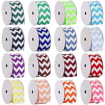 Chevron Grosgrain Ribbon 3/8",7/8",1 1/2",2 1/4" widths 5 &10 yd rolls 19 colors - Image 1 of 3