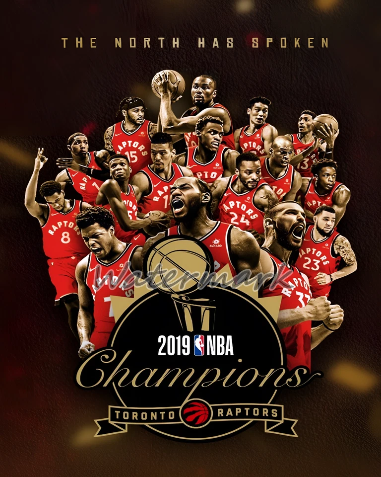 Imagen tributo color 8 X 10 campeón de la NBA 2019 Toronto Raptors Team Foto 1 de 1