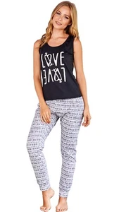 Sleepwear for women Black tank top and Long pants Pajama set - Picture 1 of 5