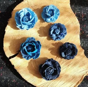 1pc Denim Rose Embellishment- Sew On Flower Applique-DIY Bag/Jeans/Clothes/Hair - Picture 1 of 12