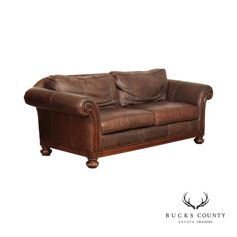 Bernhardt 'New Vintages' Rolled Arm Leather Sofa Cover