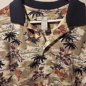 Munsingwear Polo Shirt Mens XL Floral Hawaiian Beach Men Heavy Weight - Picture 1 of 5