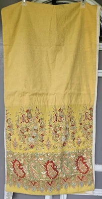 POTTERY BARN TABLE RUNNER 20" X 80" GOLD PAISLEY, Floral Linen Blend * Read  - Image 1 of 4