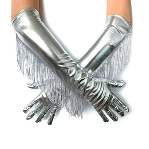 Luxurious Evening Gloves Metallic Finish Arm Coverage Handwear For Dancing Event - Picture 1 of 8