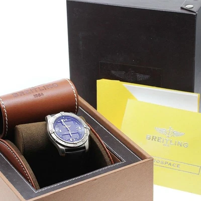 BREITLING AEROSPACE E79362 42mm Titanium Black Dial Leather Strap Quartz #C601 - image 1 of 4