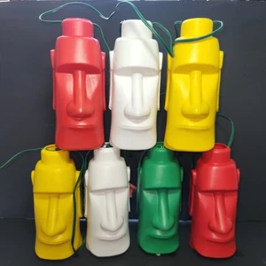 1960s-70s Tiki God Blow Mold String Party Lights Easter Island Kitschy Vintage - Picture 1 of 15