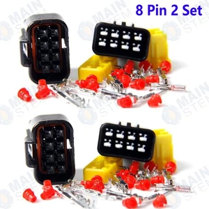 2X 8Pin Wire Cable Connector Plug In 8 Pins Way Waterproof Electrical Sets Car - Foto 1 di 4