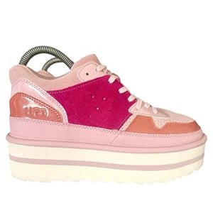 UGG Pop Punk Sneaker Women Size 6.5 Pink Crystal Platform Lace Shoes - Imagen 1 de 7