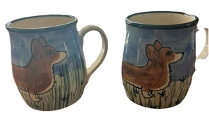 Juego de dos tazas de 20 oz firmadas por KD Karen Donleavy Corgi Dog excelente - Imagen 1 de 9
