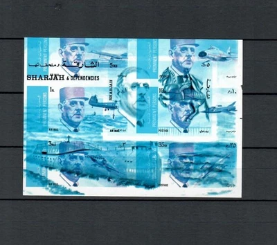 SHARJAH UAE CHARLES DE GUALLE BACK & FRONT SIDES MNH VARIETY SHEET LOT (SH 315) - Image 1 of 2