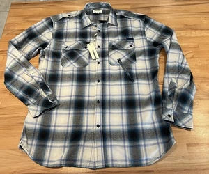 New DIESEL Men’s Long Sleeve Shirt Check Pattern in blue and grey XXL - Picture 1 of 4