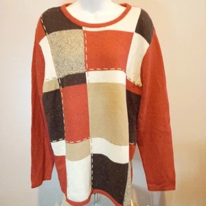 Nuevo con etiquetas Suéter Alfred Dunner Top Mujer 1X Pullover Naranja Marrón Tostado-Aspecto Vintage - Imagen 1 de 12