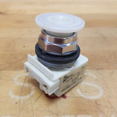 Square D 9001KR9P1W 30mm White Illuminated Mushroom Push/Pull, 110-120V - USED - Image 1 of 4