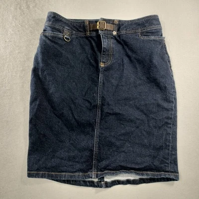 Falda lápiz midi vaquera azul recto Chaps con cinturón para mujer talla 6 Foto 1 de 4