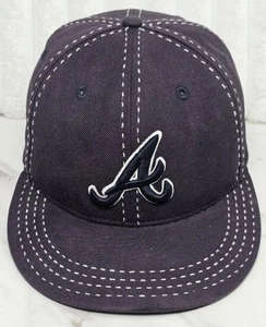 Atlanta Braves New Era Genuine Merchandise Black & White Stitching Hat 7 1/8 - Picture 1 of 8