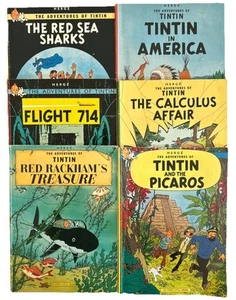 The Adventures of TinTin Comic Books Lot 6 Herge Sharks Treasure America - Picture 1 of 14