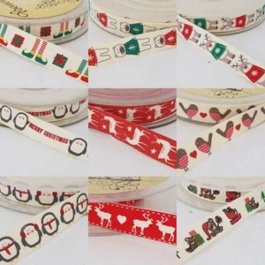 15mm Cotton Ribbon Christmas Print Tape Animal Retro BUY 1 2 4m 9 DESIGN 701 - Picture 1 of 19