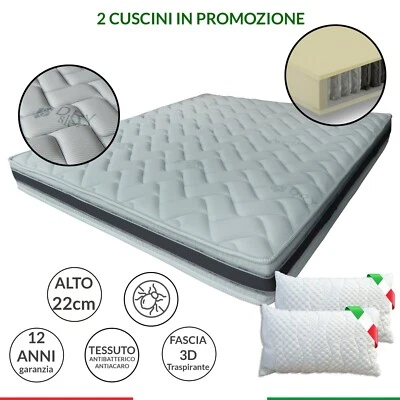 Materasso H22 cm con 800 molle insacchettate, Comfort 7 zone +1 cuscino - VEGA - Immagine 1 di 4