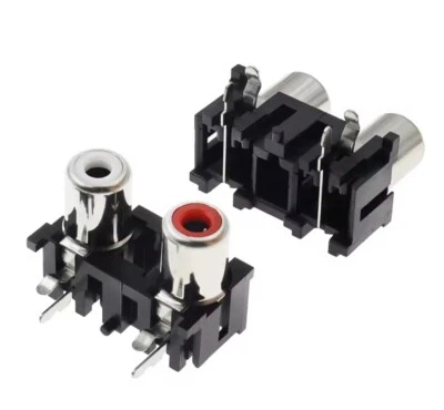 Conector 2 Rca Estéreo Panel Horizontal Salida Hembra Audio PCB Cable Negro - Imagen 1 de 2