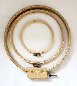 Lot Of Three Round Wood Embroidery Hoops 5" 8" 10" - Picture 1 of 6