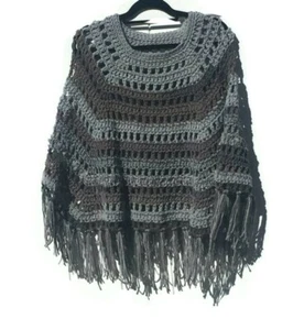  Shades Of Gray Crochet Pullover Poncho Easy Printed Pattern  - Picture 1 of 6