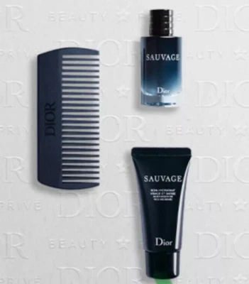 Peine para barba Dior para hombre Sauvage tamaño de viaje EDT e hidratante conjunto de regalo de 3 piezas limitado Foto 1 de 2
