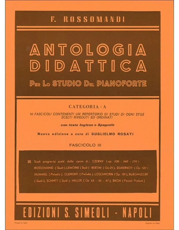 Rossomandi ANTOLOGIA DIDATTICA PER STUDIO PIANOFORTE CATEGORIA A  FASCICOLO 3  - Immagine 1 di 1