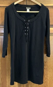 TOMMY BAHAMA Black LACE-UP DRESS Vacation All-Season. Size M - Picture 1 of 6