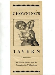 Menú de restaurante vintage CHOWNING'S TAVERN Williamsburg VA - Imagen 1 de 3