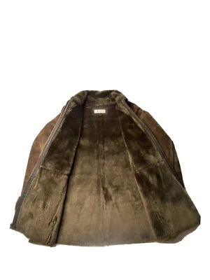 Jaqueta de couro Jones New York feminina gola de pele sintética camurça marrom tamanho grande - Imagem 1 de 4