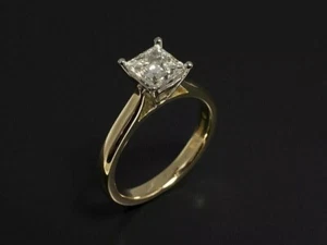 2Ct Princess-Cut VVS1 Moissanite Solitaire Engagement Ring 14K Yellow Gold FN - Picture 1 of 3