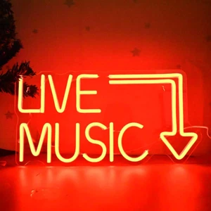 Music Live Led Neon Signs - Handcrafted Led Signs 17 * 11 Inches - Wall Decor Le - Picture 1 of 7