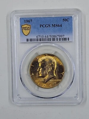 1967 50C PCGS MS64 Gold Toned Kennedy Half Dollar - Image 1 of 4