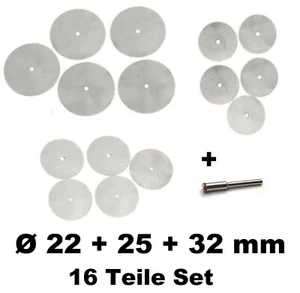 16 tlg Kreissäge 22 + 25 + 32mm Blatt Mini Dremel Kreissägeblätter Proxxon Set - Picture 1 of 4