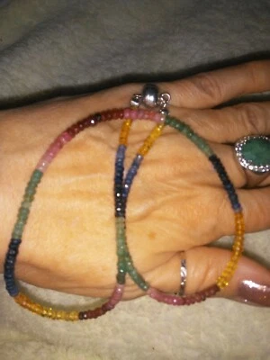 Harry Ivens IV 925 Silber Smaragd-Rubin-Saphir Collier Magnetverschl./rhod.*Neu* - Bild 1 von 4