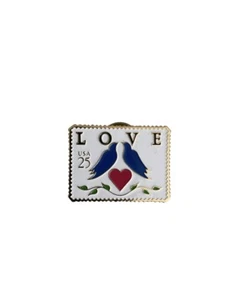 USPS 25¢ Briefmarke Emaille Pin Love Birds United States Postal Service Vintage - Bild 1 von 3