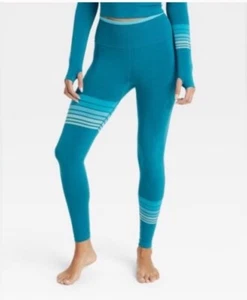 Women’s Joy Lab High Rise Active Leggings Lagoon Stripe L NWT - Picture 1 of 8