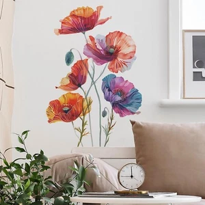 Flowers Wall Decals Vinyl Peony Floral Wall Stickers Peel and Stick Colorful ... - Picture 1 of 8