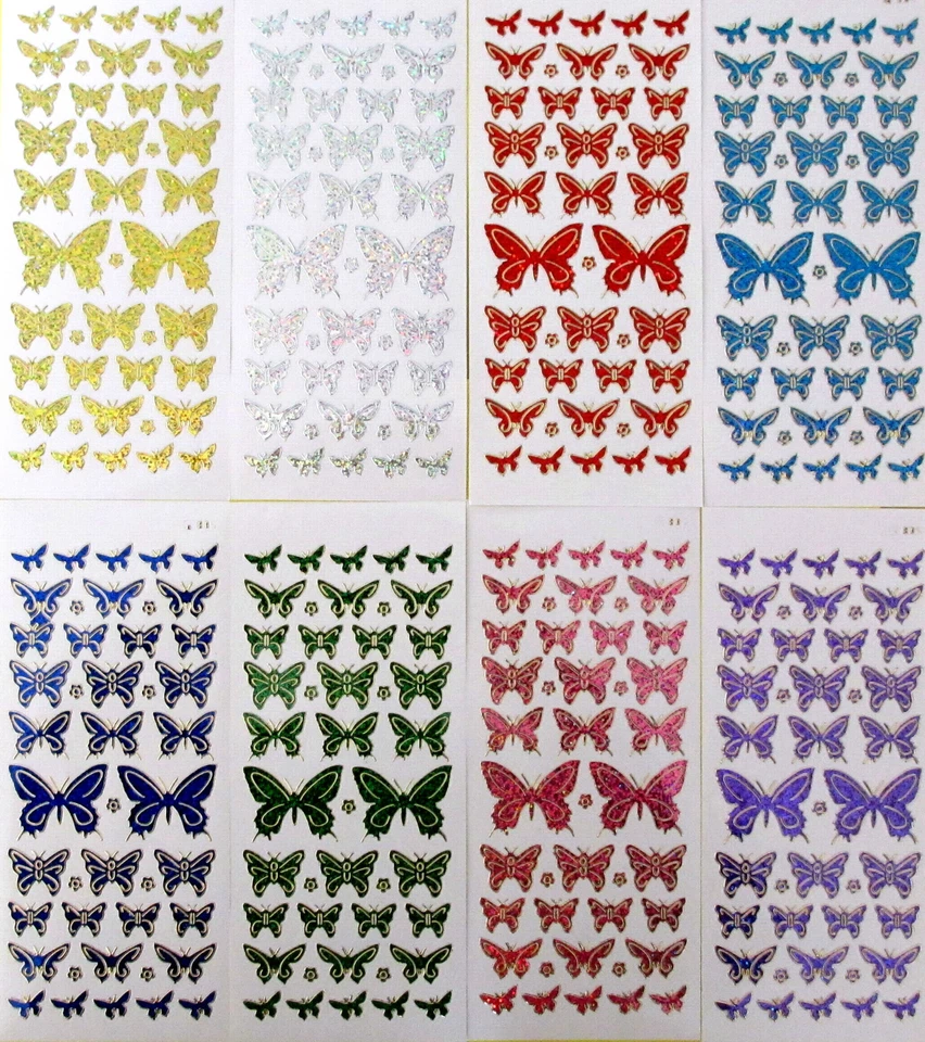 BUTTERFLIES Diamond Shimmer Holographic PEEL OFF STICKERS Butterfly - image 1 of 1