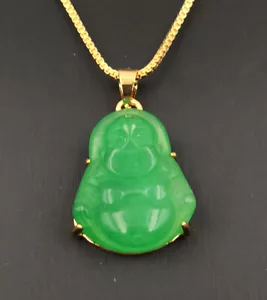 Collar Colgante Buda Ríe Maitreya Buda Ríe Personajes Verde Real de 18 KGP - Imagen 1 de 24