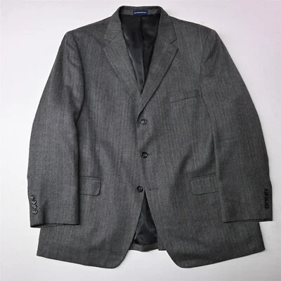 Blazer masculino Stafford 46R cinza espinha de peixe lã de cordeiro tweed macio jaqueta esportiva casaco - Imagem 1 de 4