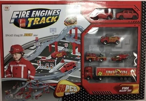 Childrens Fire Engine Track Playset, 53pcs, Fire Alloy Set - Picture 1 of 7
