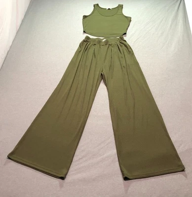 Juego de 2 piezas Ekouaer para mujer S minimalista femenino oficina carrera indie salón verde Foto 1 de 4