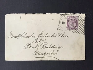 T GB 1891 HOSTER DOUBLE RING POSTMARK ON COVER TO LLANGOLLEN BACKSTAMP - Picture 1 of 2